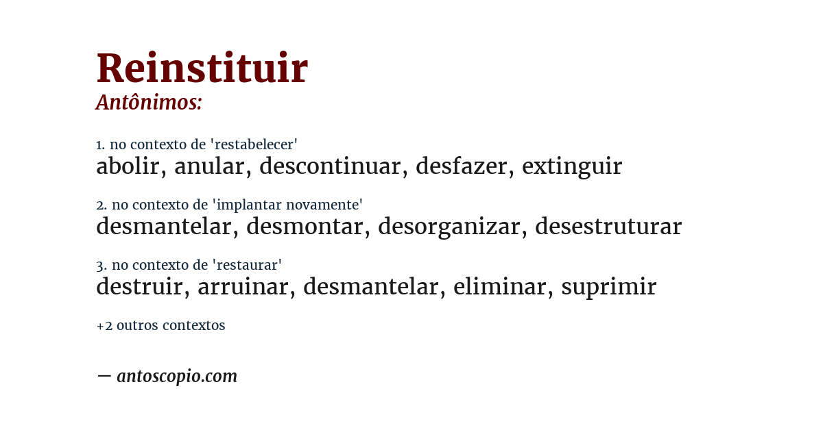 Antônimo de reinstituir