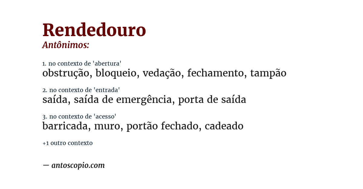 Antônimo de rendedouro