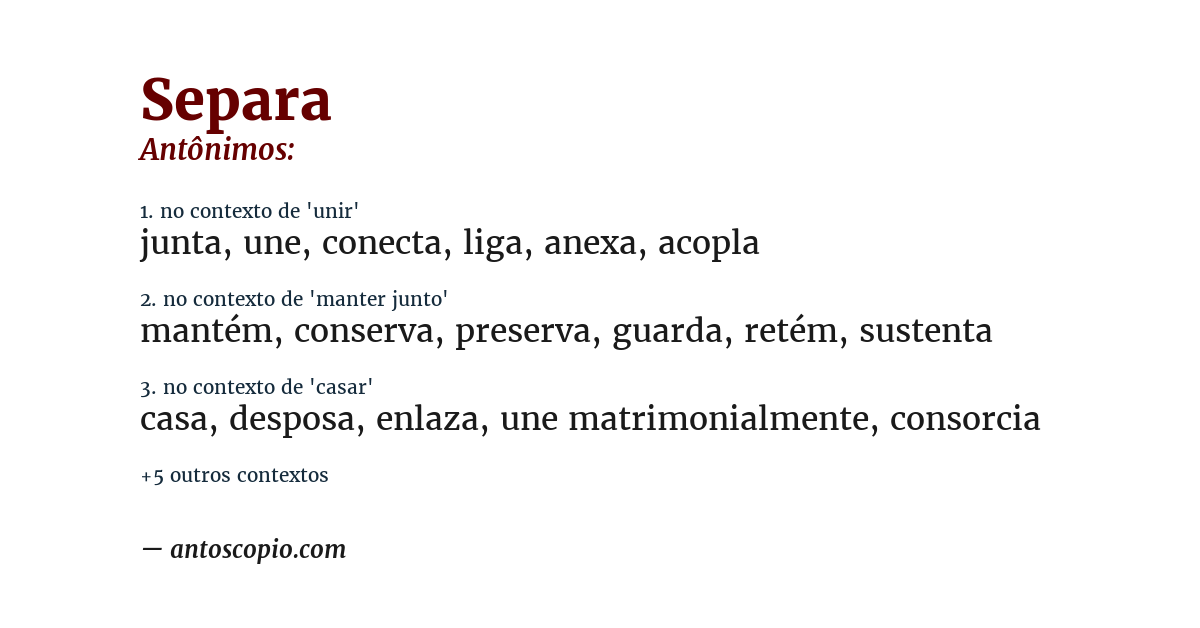 Antônimo de separa