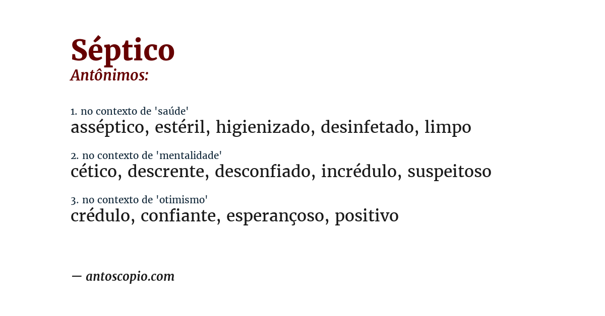 Antônimo de séptico