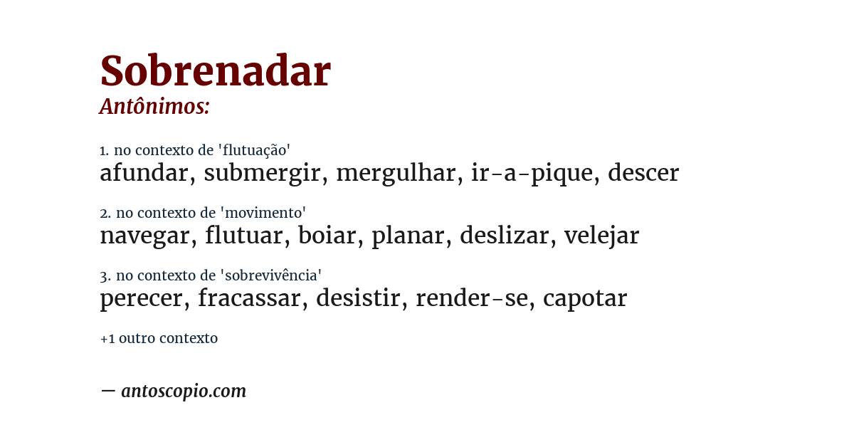 Antônimo de sobrenadar