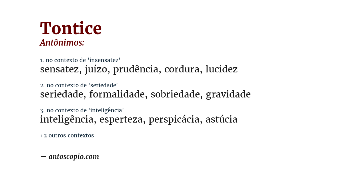 Antônimo de tontice