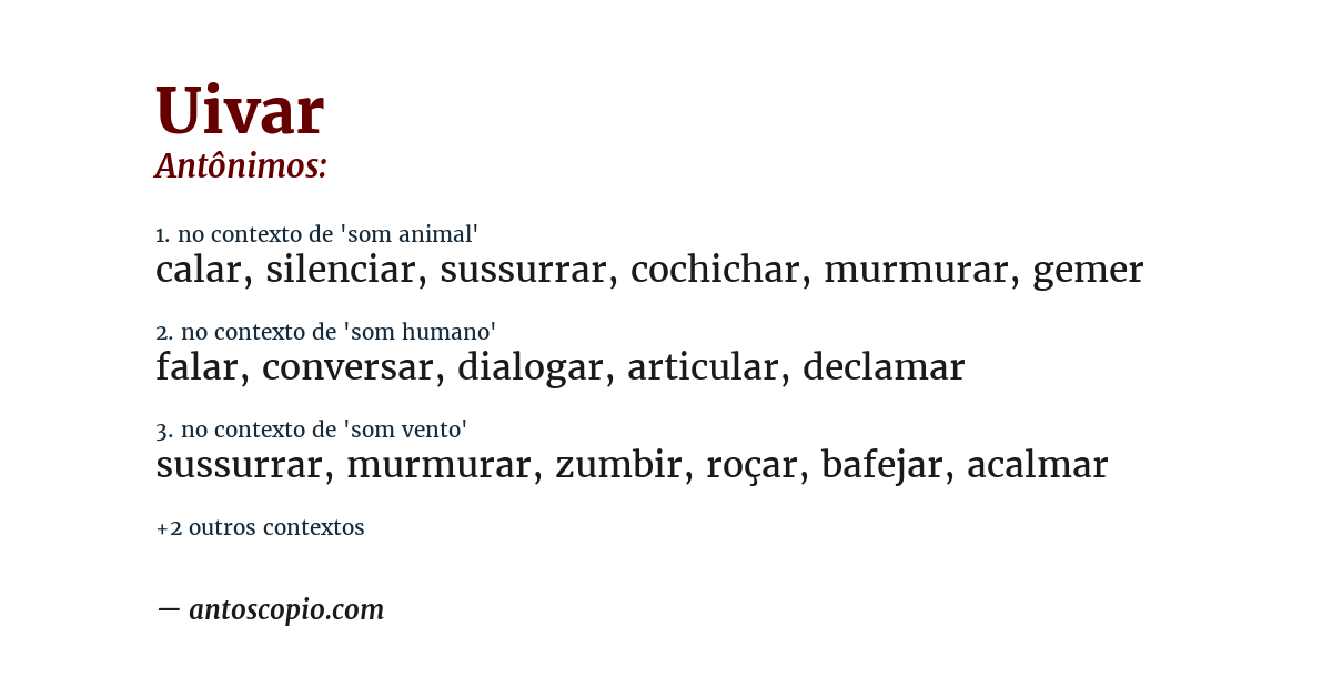 Antônimo de uivar