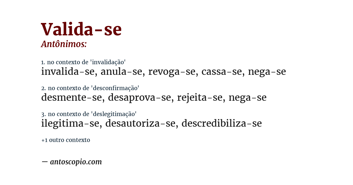 Antônimo de valida-se