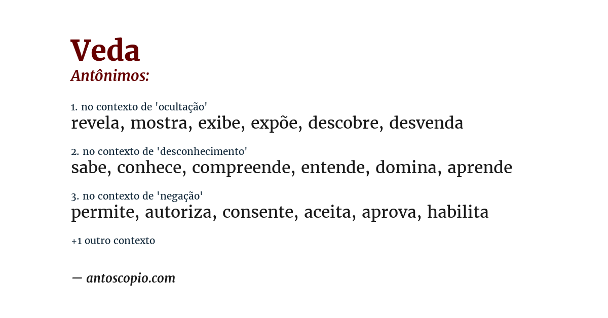 Antônimo de veda
