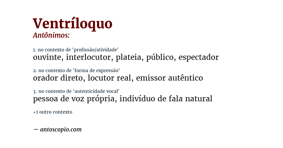 Antônimo de ventríloquo