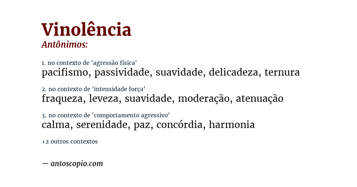 Antônimo de vinolência