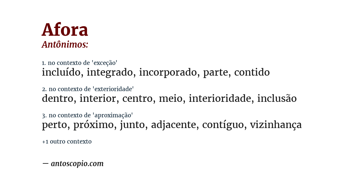 Antônimo de afora