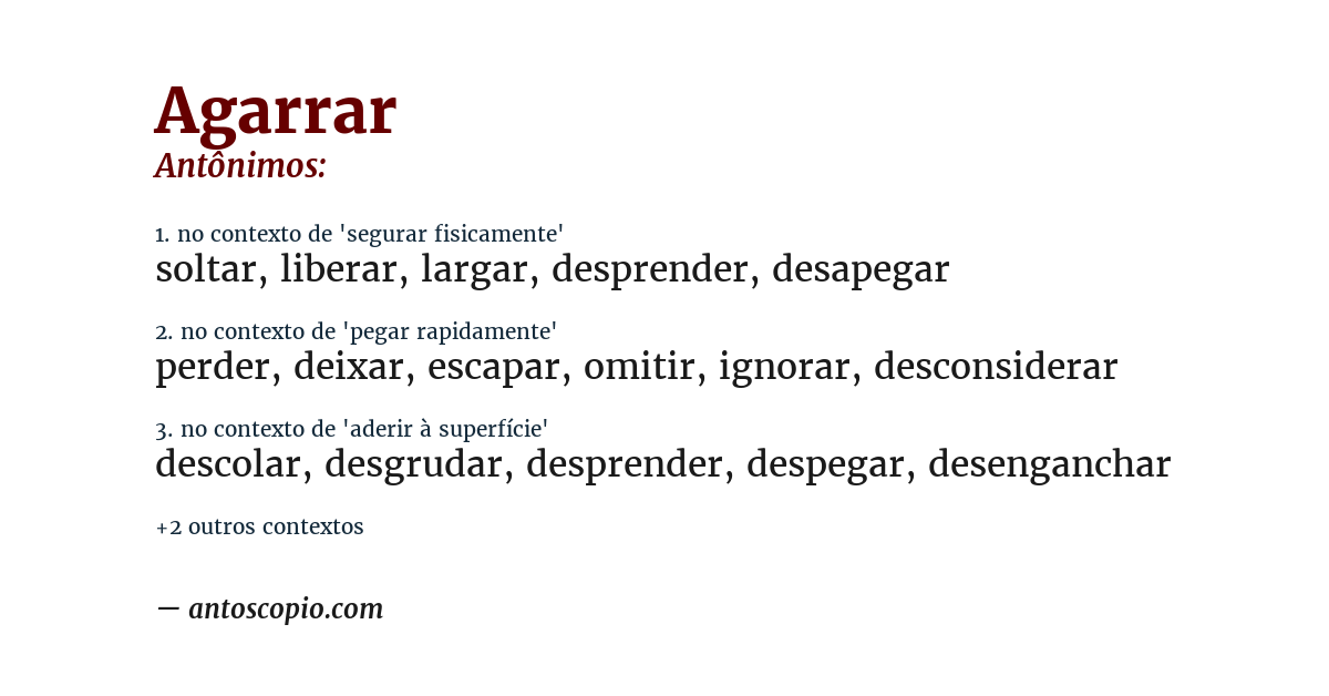 Antônimo de agarrar