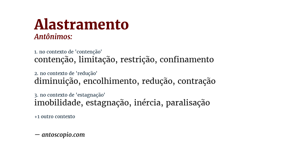 Antônimo de alastramento