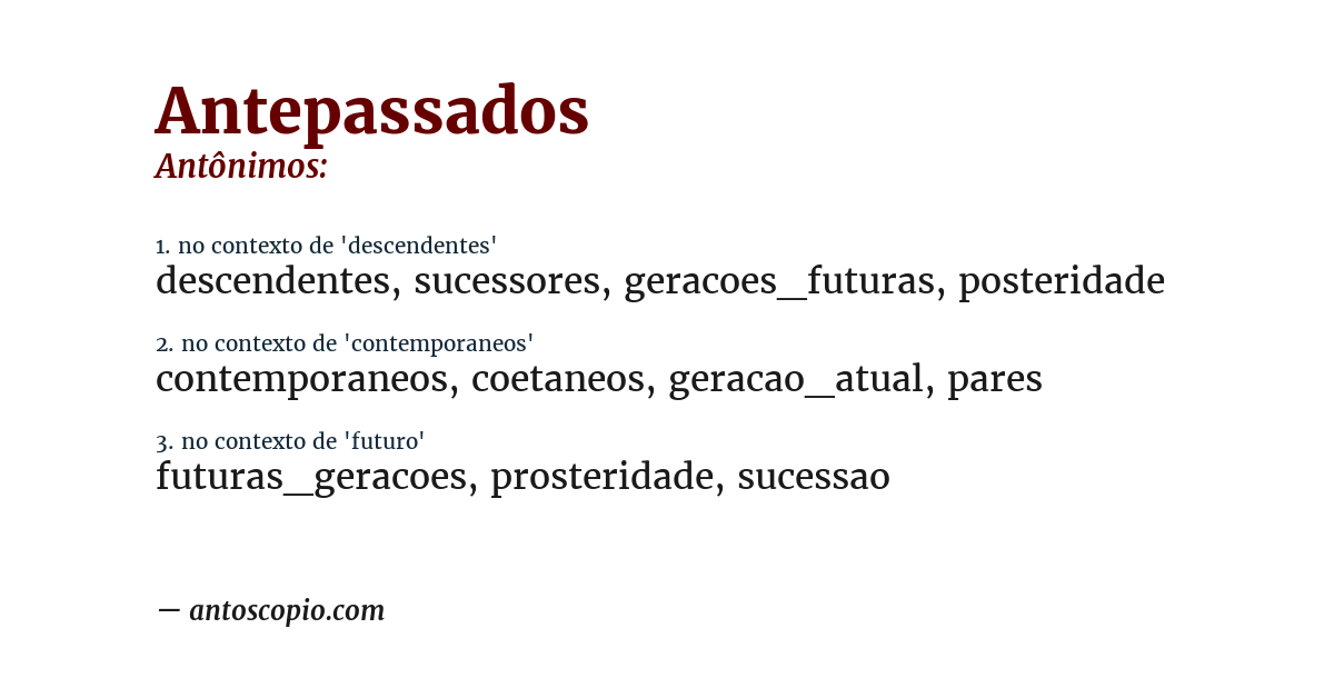 Antônimo de antepassados