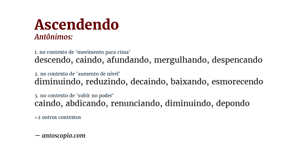 Antônimo de ascendendo