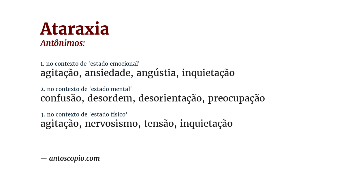 Antônimo de ataraxia
