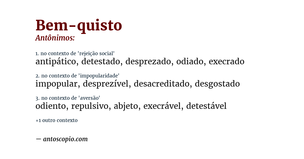 Antônimo de bem-quisto