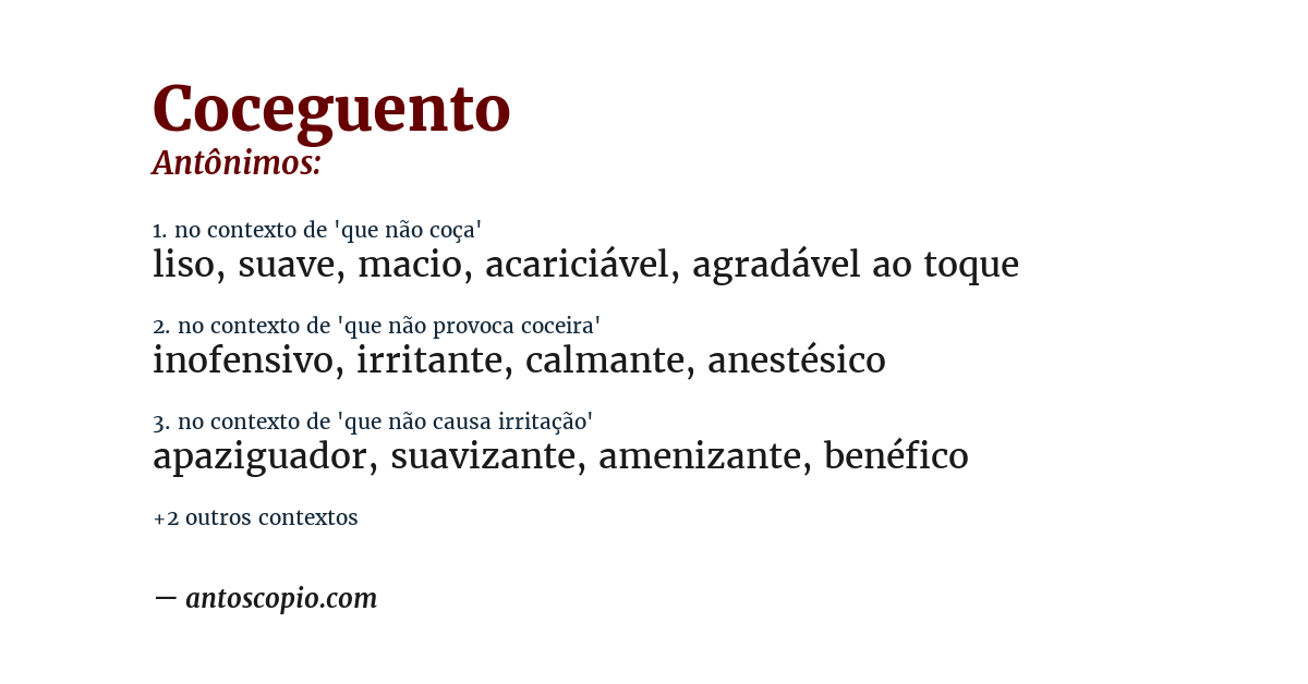 Antônimo de coceguento