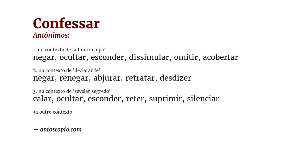Antônimo de confessar