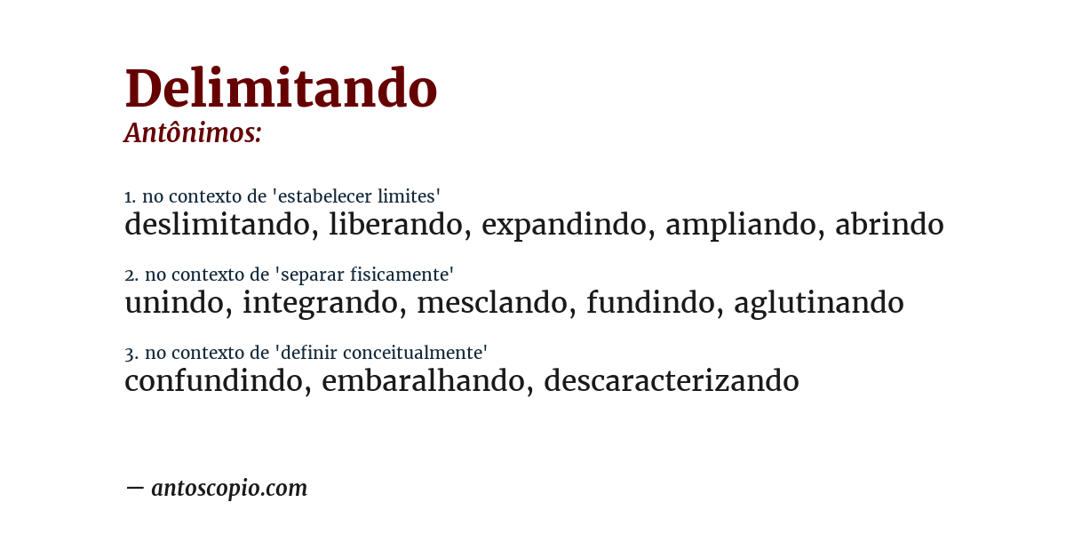 Antônimo de delimitando