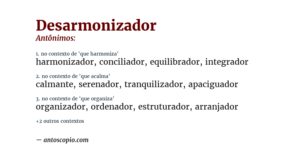 Antônimo de desarmonizador