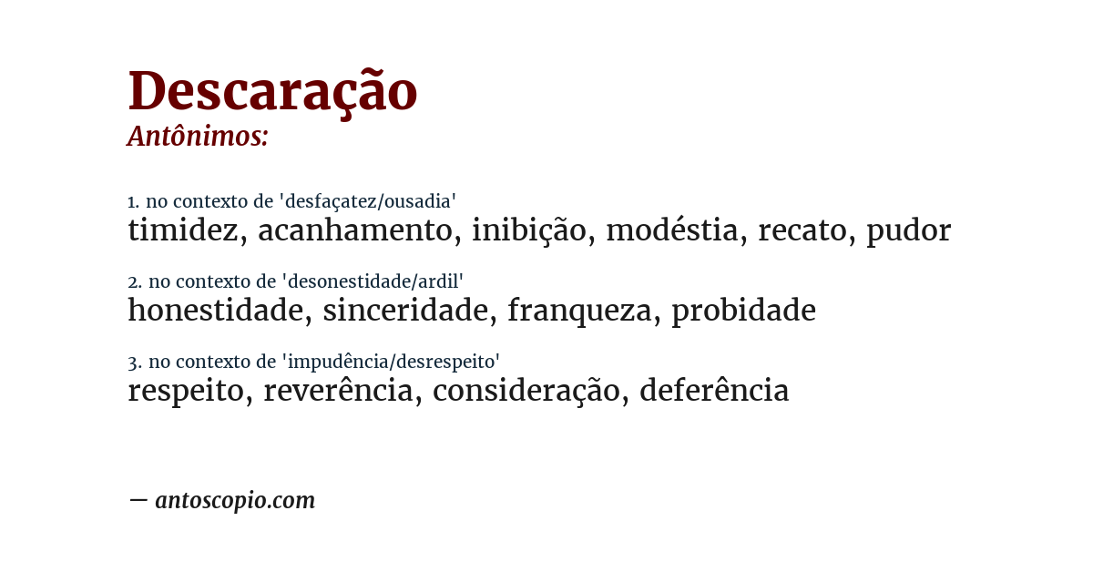 Antônimo de descaração