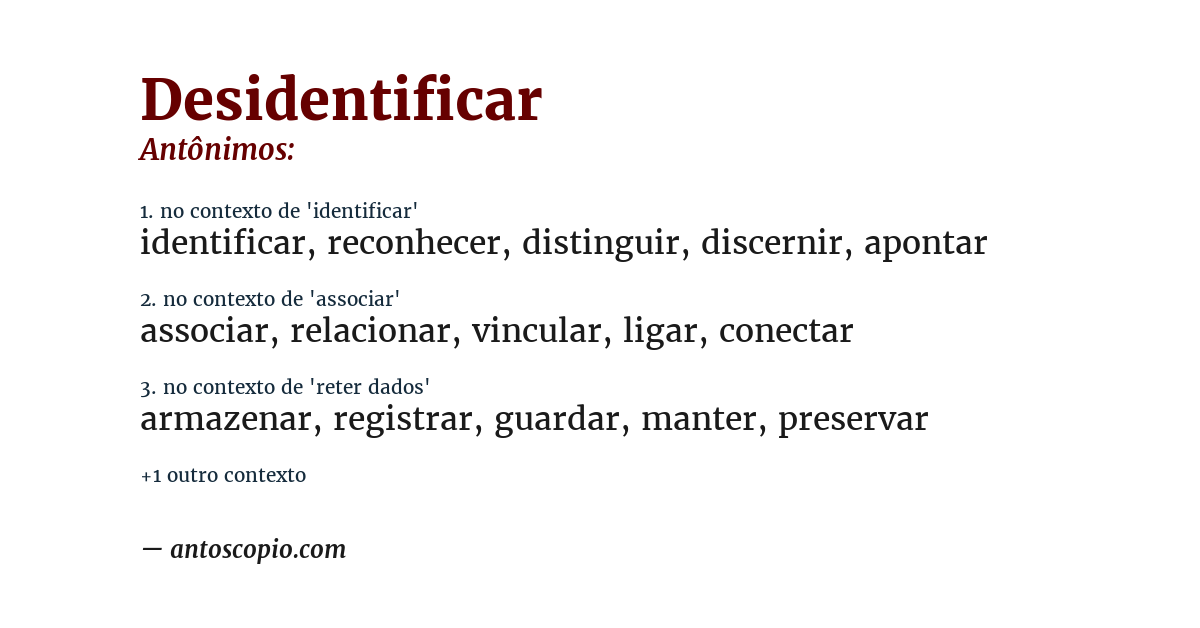Antônimo de desidentificar