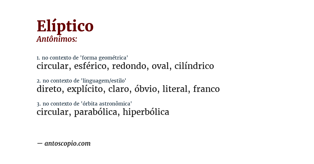 Antônimo de elíptico