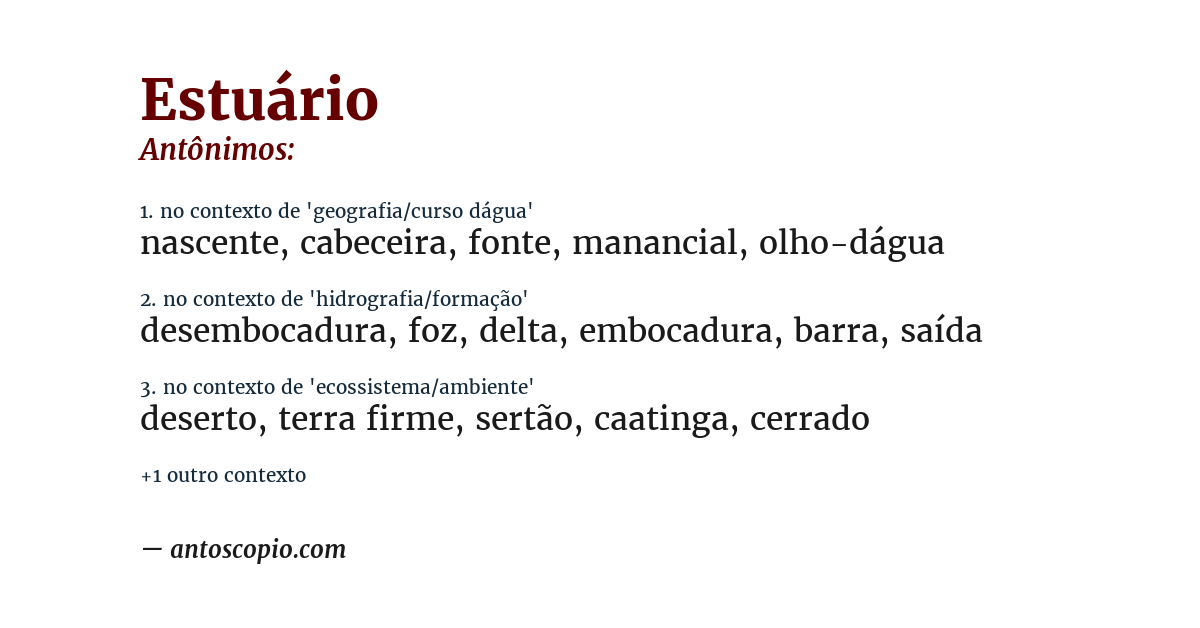 Antônimo de estuário