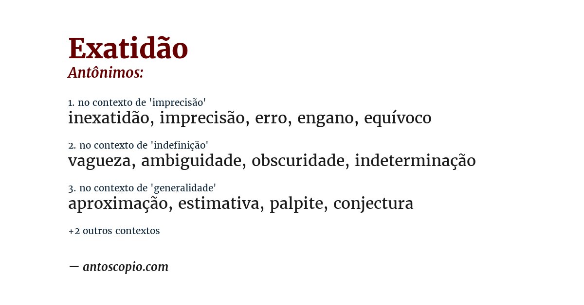 Antônimo de exatidão