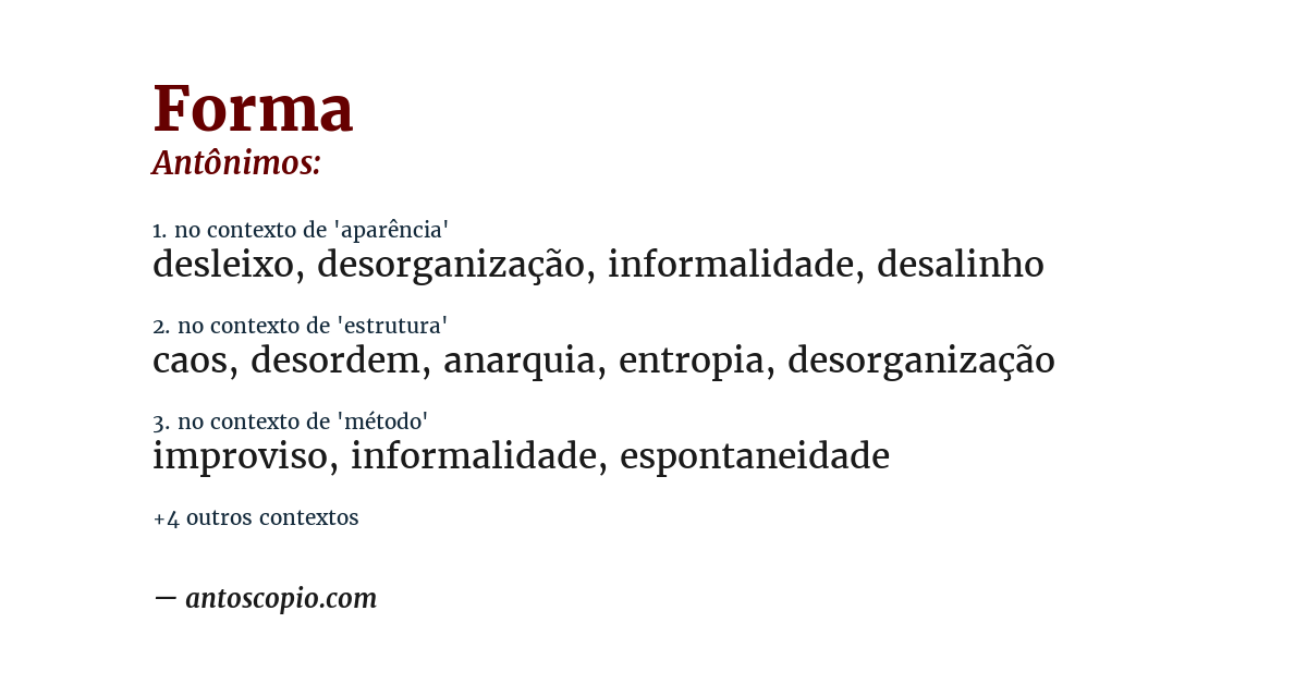 Antônimo de forma