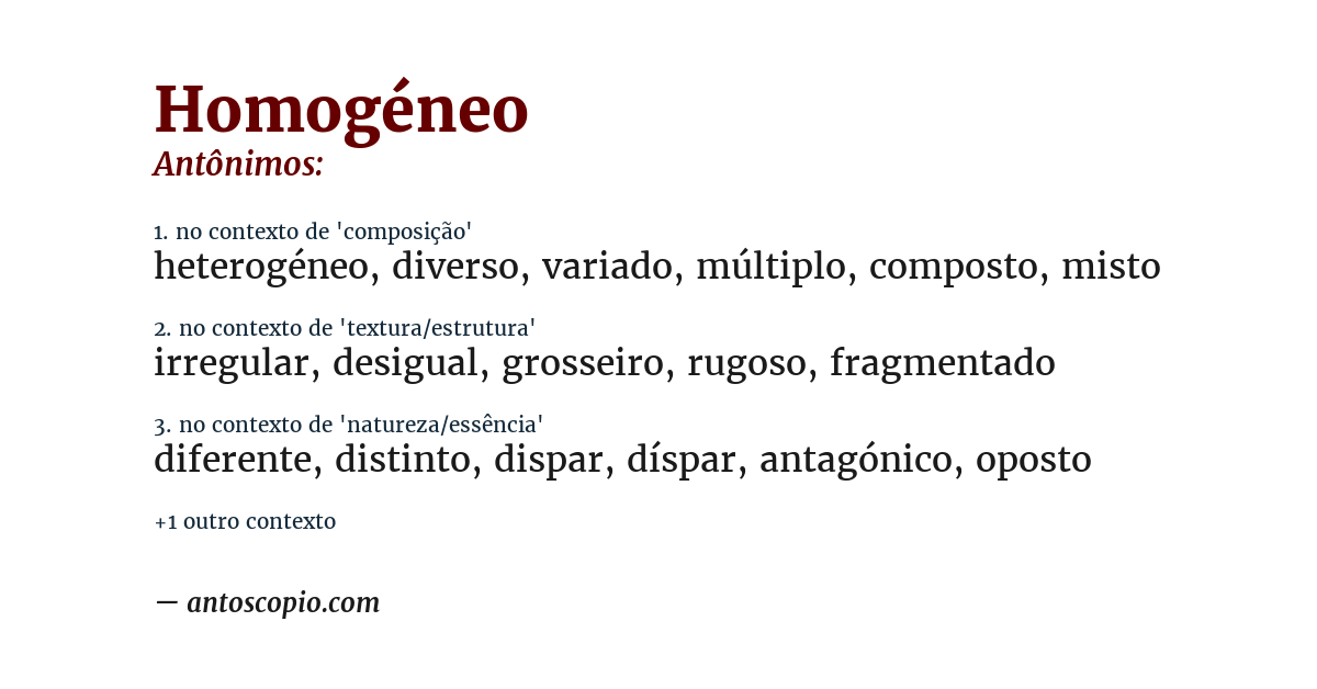 Antônimo de homogéneo