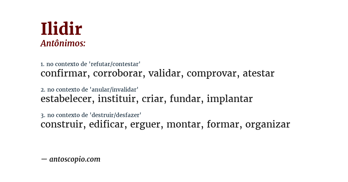 Antônimo de ilidir