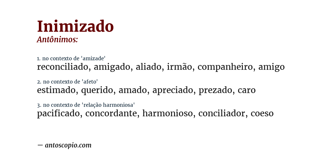 Antônimo de inimizado