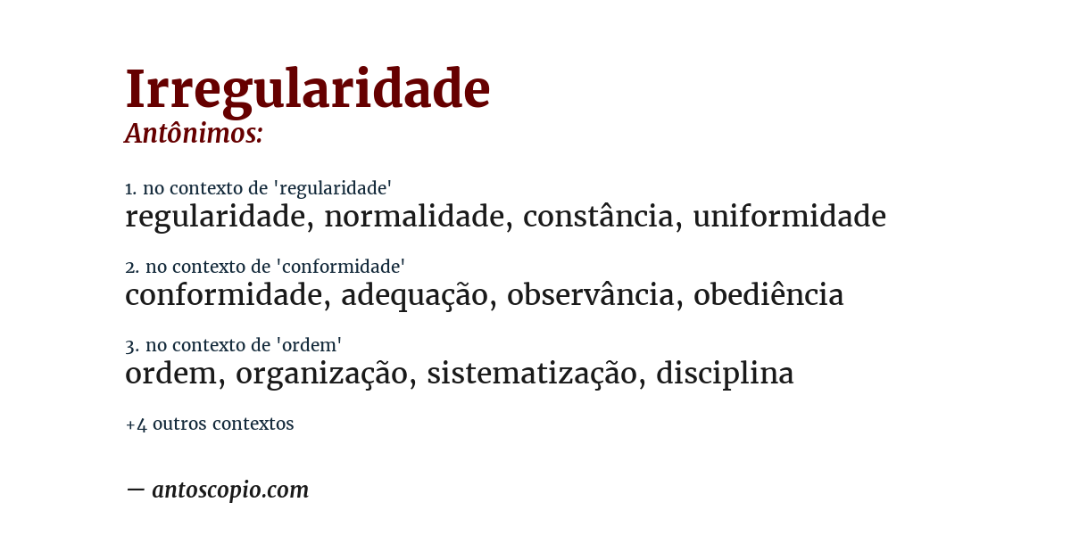 Antônimo de irregularidade