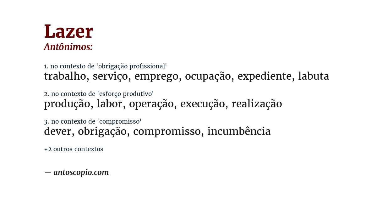 Antônimo de lazer