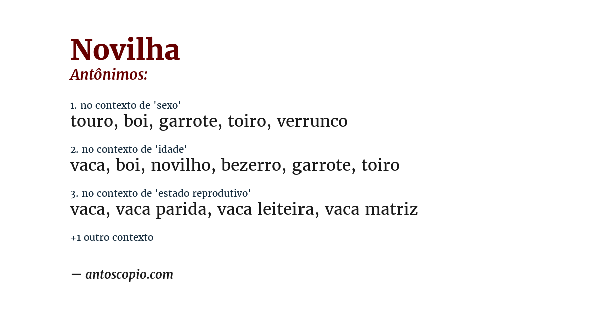 Antônimo de novilha