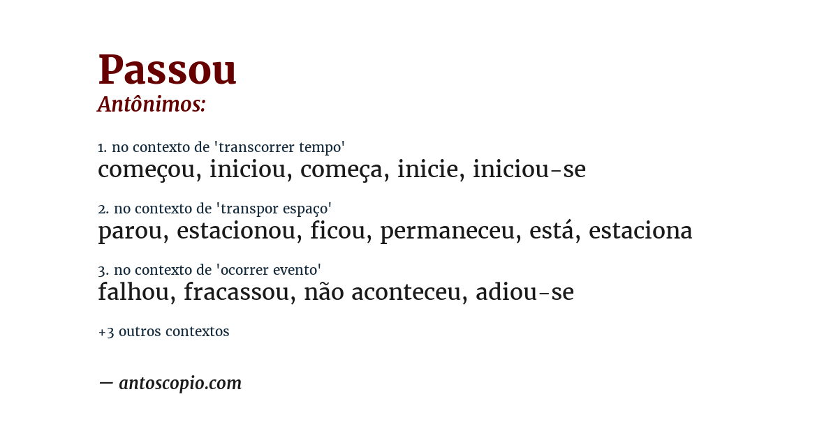 Antônimo de passou