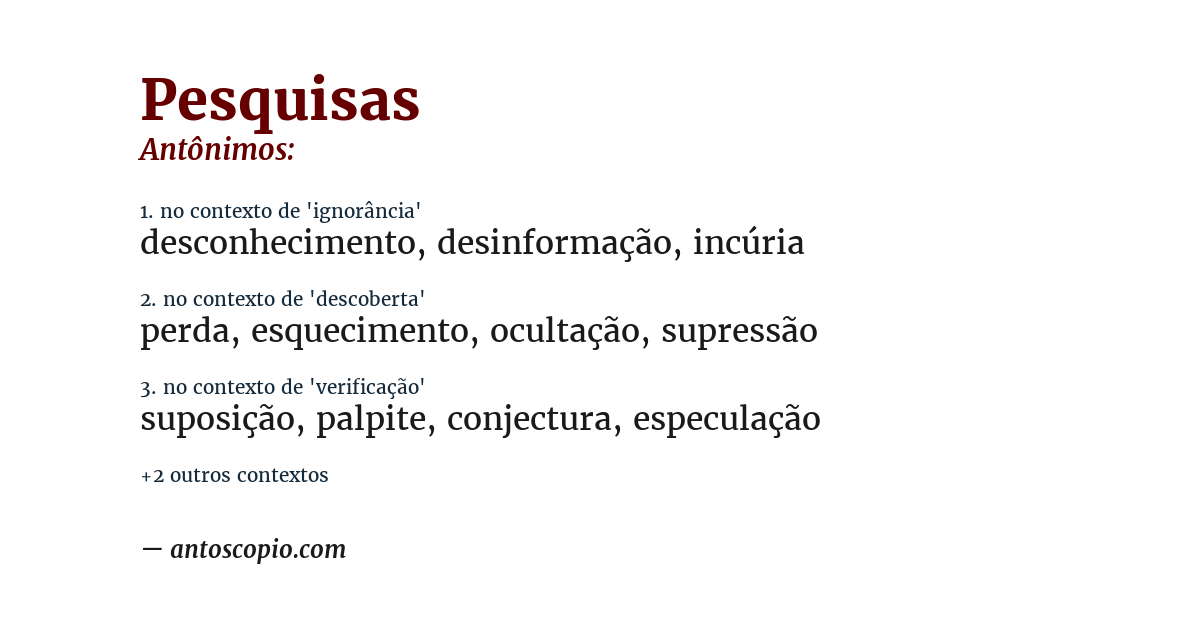 Antônimo de pesquisas