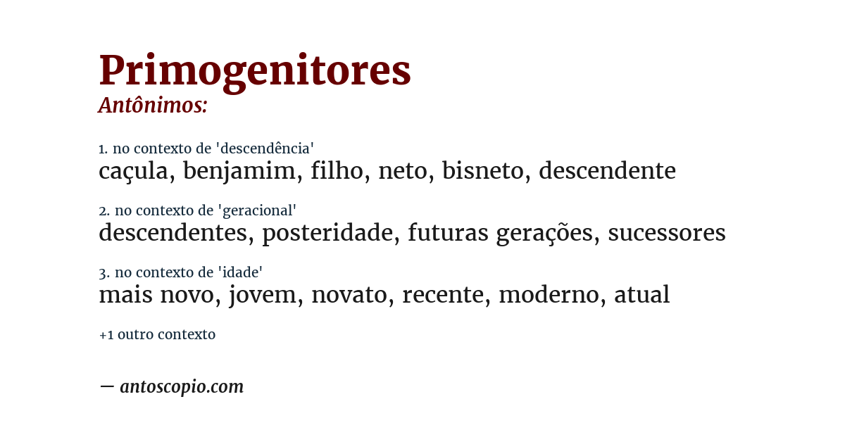 Antônimo de primogenitores