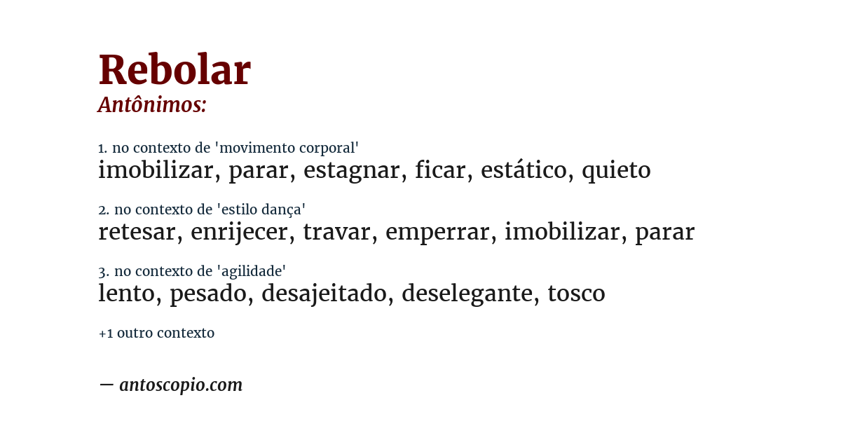 Antônimo de rebolar