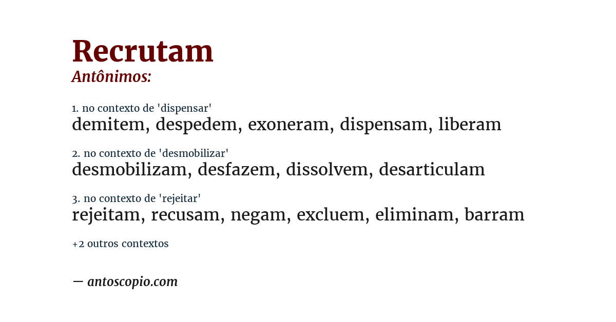 Antônimo de recrutam