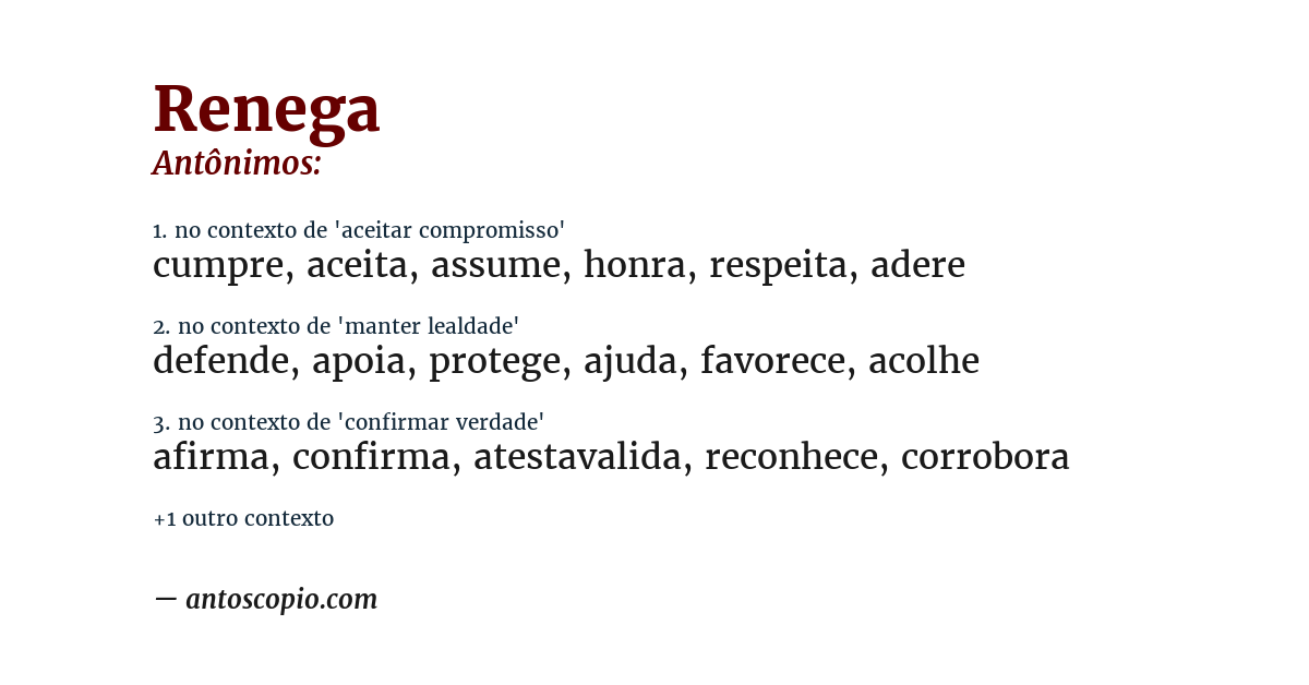 Antônimo de renega