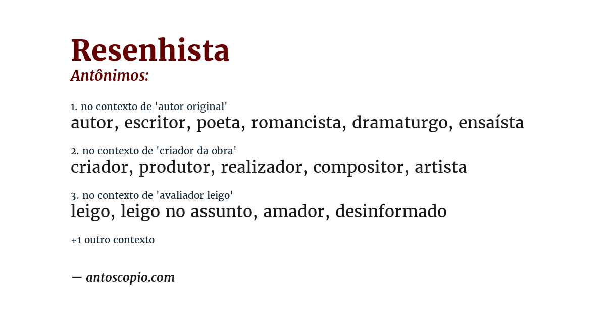 Antônimo de resenhista