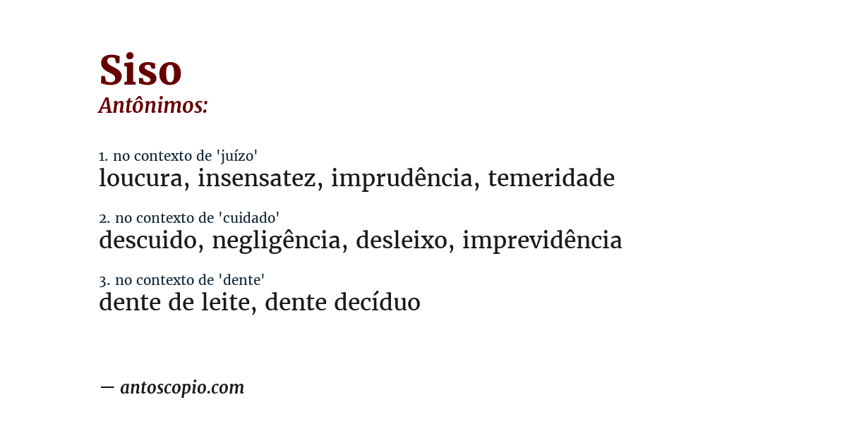 Antônimo de siso