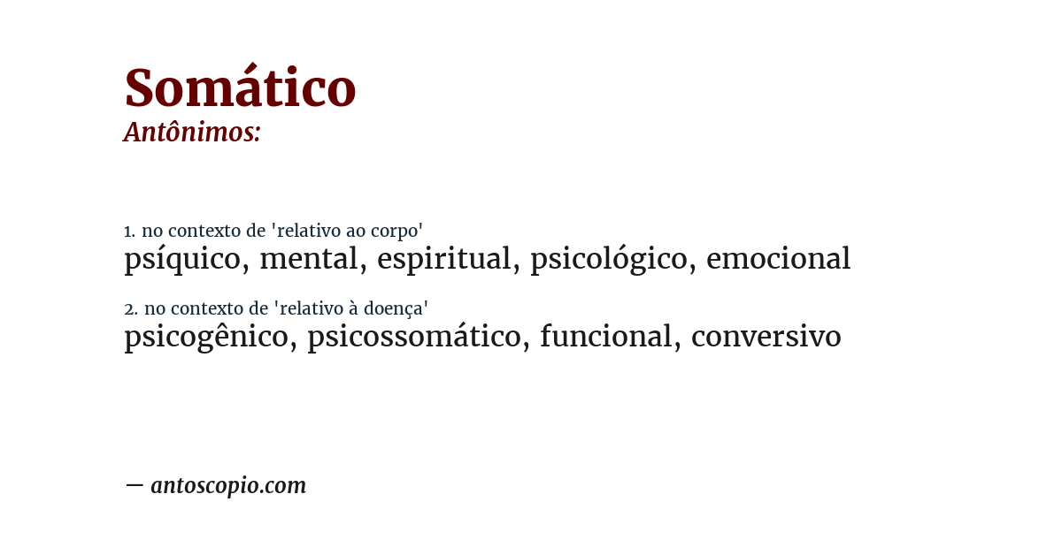 Antônimo de somático