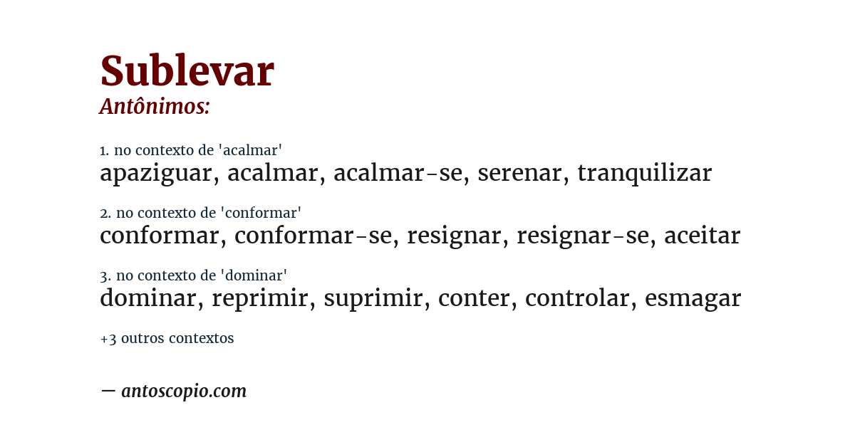 Antônimo de sublevar