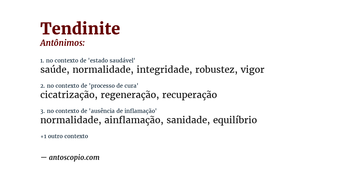 Antônimo de tendinite