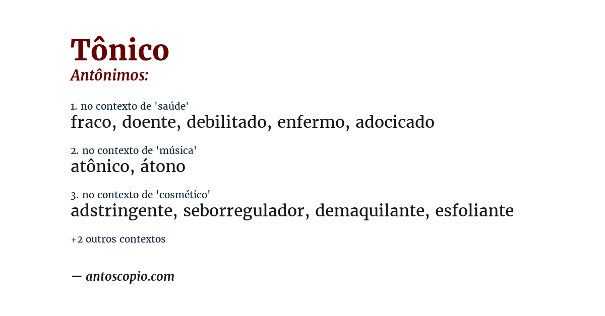 Antônimo de tônico