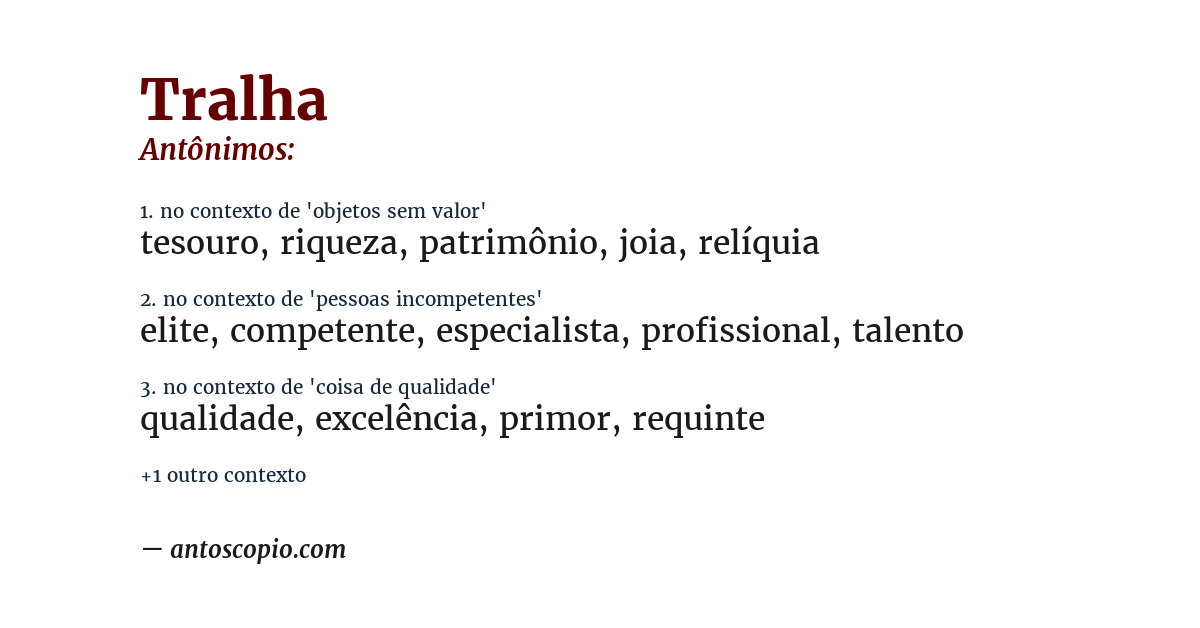 Antônimo de tralha