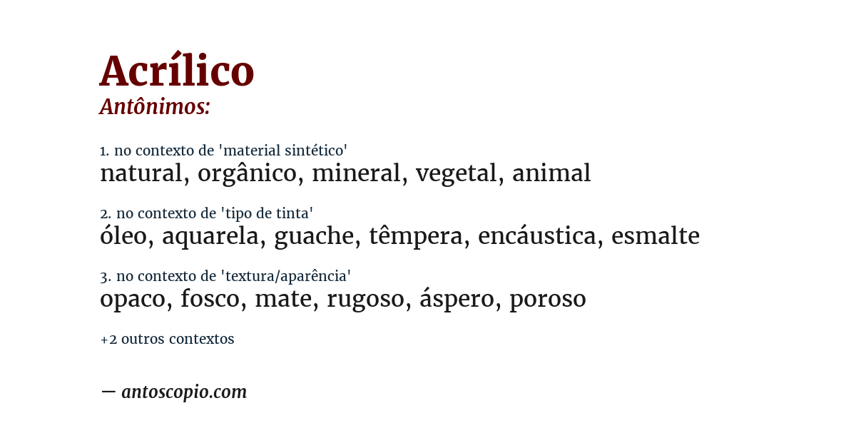 Antônimo de acrílico