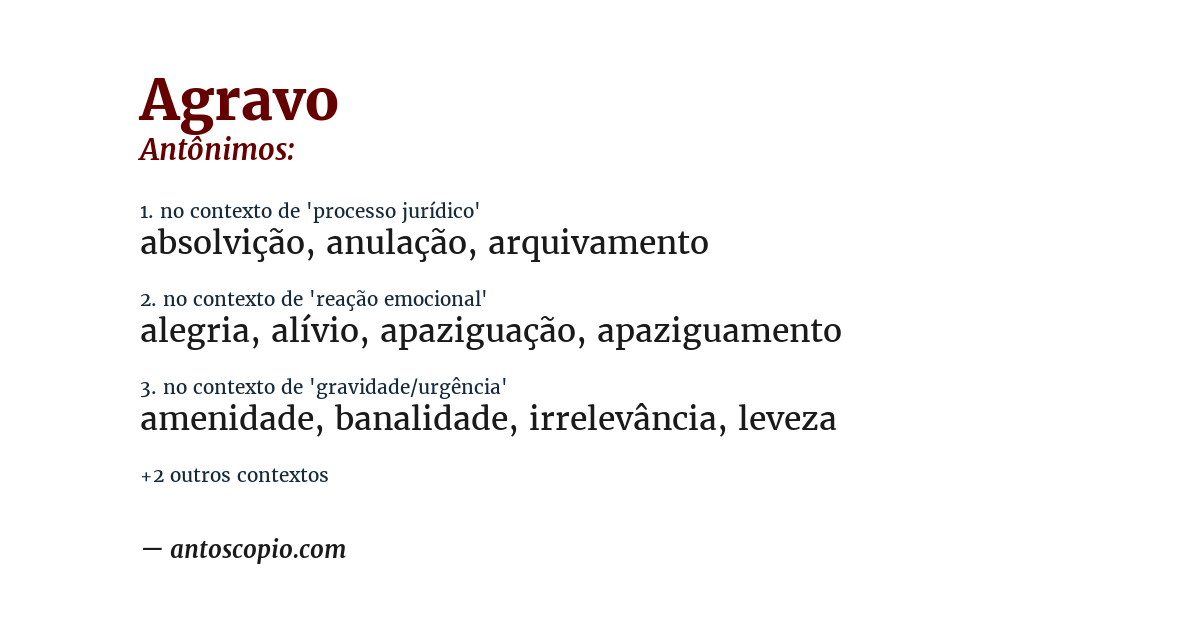 Antônimo de agravo