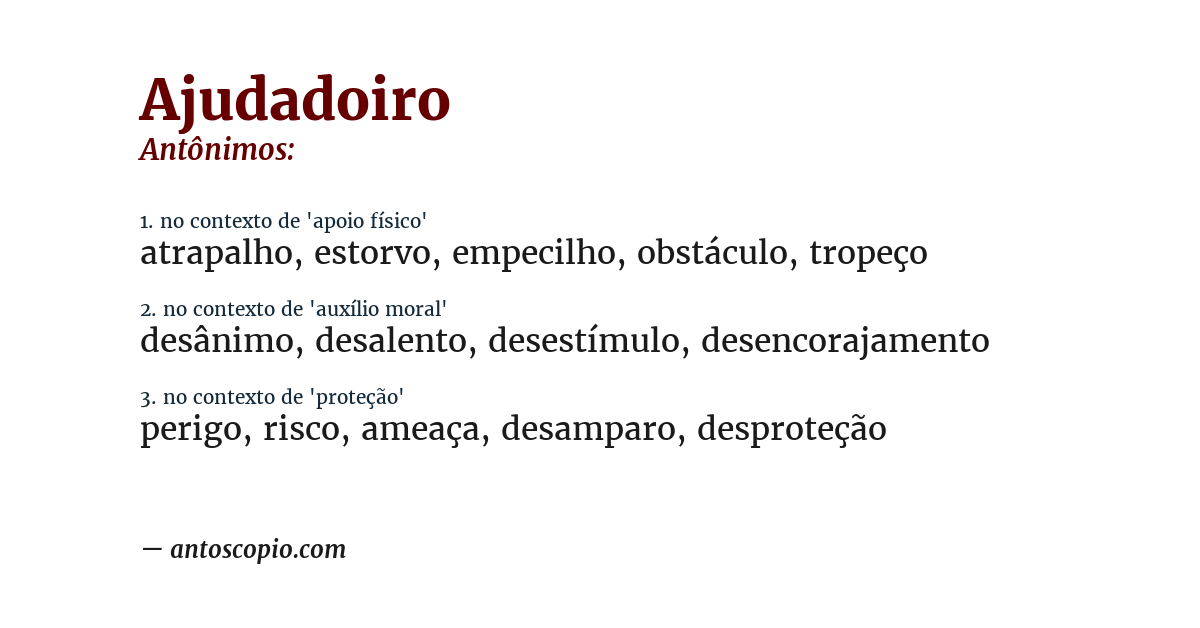 Antônimo de ajudadoiro